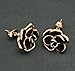 LovEnter Black Rose Flower with 18K Yellow Gold Plated Edge Stud Earrings