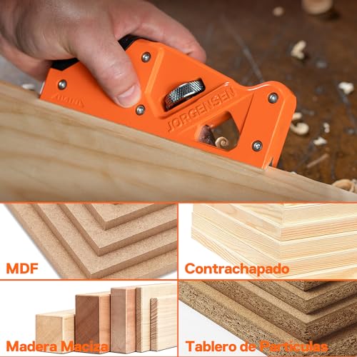 JORGENSEN Chamfer Plane for Woodworking, Edge Corner Flattening Tool for Wood, 45° Manual Manual Planer with 4 Cutting Heads for Fast Wood Trimming