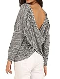 Persun Women's Sexy Long Sleeve Loose Cut Out Sweater