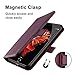 ZOVER iPhone 6S Case iPhone 6 case Genuine Leather Case RFID Blocking Flip Folio Book Case Wallet Cover with Kickstand Feature Card Slots & ID Holder and Magnetic Clasps Wine Red