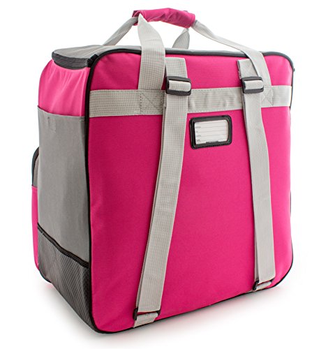 BRUBAKER Superfunction - Limited Edition - Combo Ski Boot Bag and Ski Bag for 1 Pair of Ski, Poles, Boots and Helmet - Dark Pink Grey - Thumbnail 2