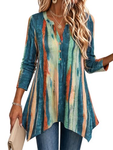 Yousfy Boho Tops for Women Tunic Tops for Leggings Striped Fall Tops at Amazon