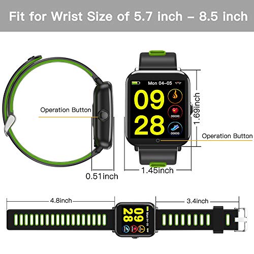 IP68 Smart Watch Waterproof with 1.3inch IPS Square Screen for Swimming,Evershop Waterproof Fitness Tracker Watch, Activity Tracker with Heart Rate Monitor,Calorie Counter Sleep Monitor for Women Men - Thumbnail 6