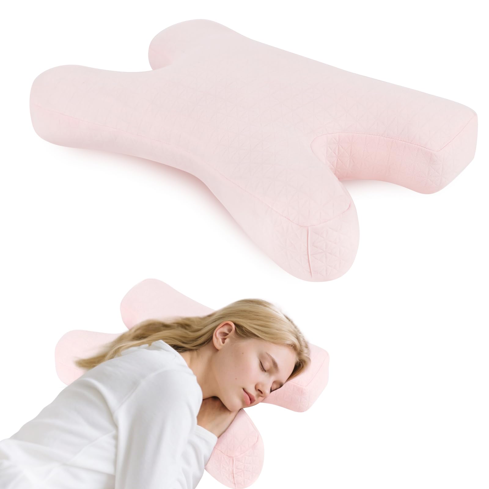 Photo 1 of vocheer Anti Wrinkle Pillow, Adjustable Beauty Pillows Provides Neck Support and Pain Relief, Skin-Friendly Down Alternative Pillow, Ergonomic Pillows Contour Design for Side Sleeper, Pink