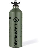 CAMPEAK Fuel Bottle 1L for Camping Outdoor with Safety Valve,army green
