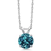 Gem Stone King 14K White Gold London Blue Topaz Pendant Necklace for Women | 1.10 Cttw | Gemstone November Birthstone | Round 6MM | With 18 Inch Chain