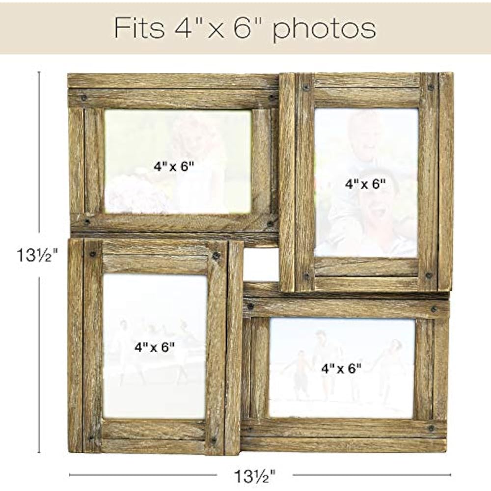  Collage Picture Frames From Rustic Distressed Wood Holds Four 4x6
