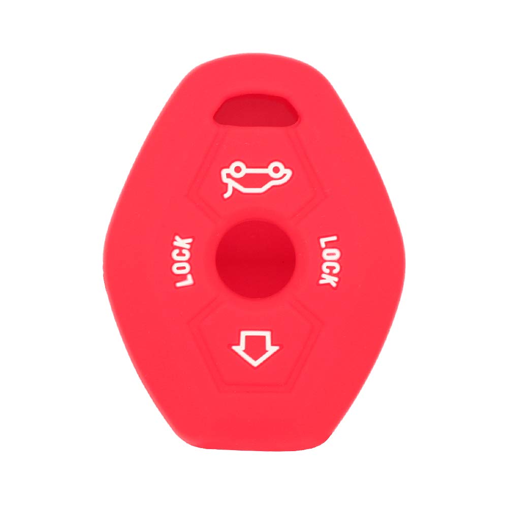 BROVACS Silicone Cover Protector Case Holder Skin Jacket Compatible with BMW 3 Button Remote Key Fob CV4902 Red — image 1