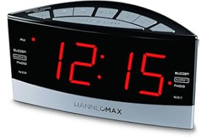 HANNLOMAX HX-130CR Alarm Clock Radio, PLL AM/FM Radio, 20 Natural Sounds, 1.8" LED Display, Dual Alarm, Aux-in.
