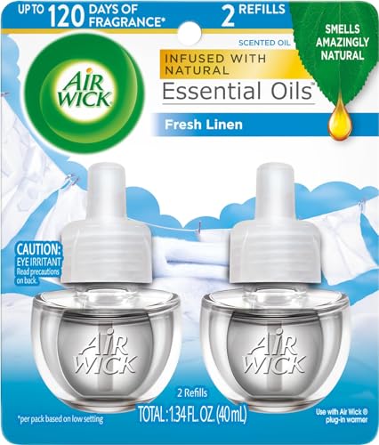 Air Wick Plug in Scented Oil Refill, 2 ct, Fresh Linen, Air Freshener, Essential Oils