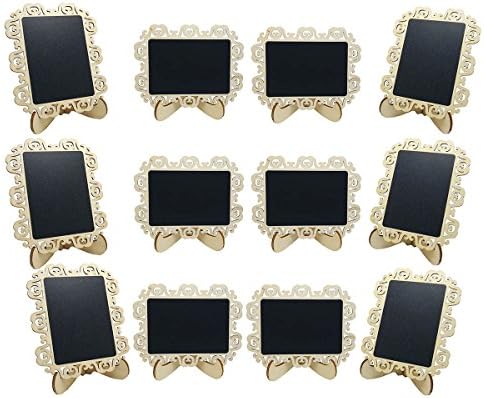Vfevrs Mini Chalkboard Message board Easel Small Chalkboard Signs with Stand for Weddings, Parties, Table Numbers or Place Cards, Set of 12