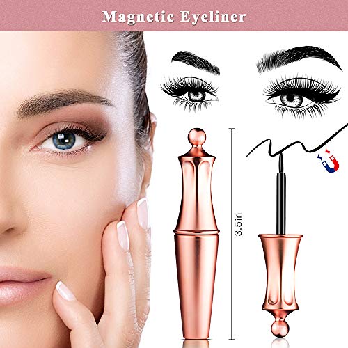 AmyHomie Magnetic Eyeliner Kit,Magnetic Eyeliner and Magnetic Eyelash Kit,Magic Eyeliner Reusable False Lashes with Tweezers (pink) - Thumbnail 3