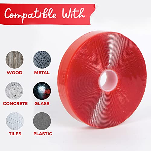 XFasten Double Sided Acrylic Mounting Tape Removable, Clear, 1Inch x