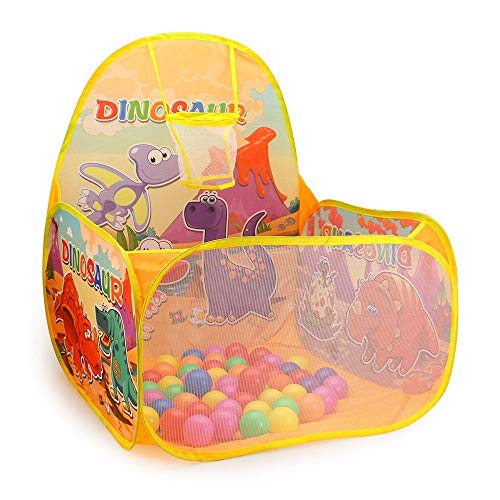 Dinosaur Playhouse Pop Up Basketball Hoop Toy Kid Play Tent with 60 Balls Toys and Games for Kids