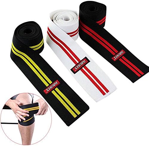 Weight lifting Weight Lifting Knee Wraps Bandage Straps Guard Pads Knee Brace For Powerlifting Fitness knee straps (black+red)