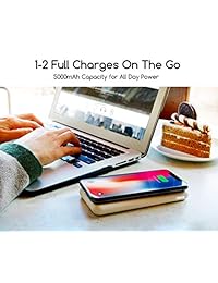 avido wiba   100  inalámbrico 5000 mAh Banco de energía portátil (Ultra fina) y todo en uno estación de carga para iPhone X, 8, 8 Plus, Samsung S8, S7, Note 8, Moto Z y otros Qi y dispositivos USB, Blanco