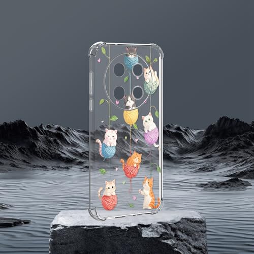 ChoosEU Transparent Case for Honor Magic 7 Lite Slim Protection Soft TPU Silicone Case with Flowers Flower Drawings for Women Girls Clear Case Anti-Shock Protective Case Cover, Cat