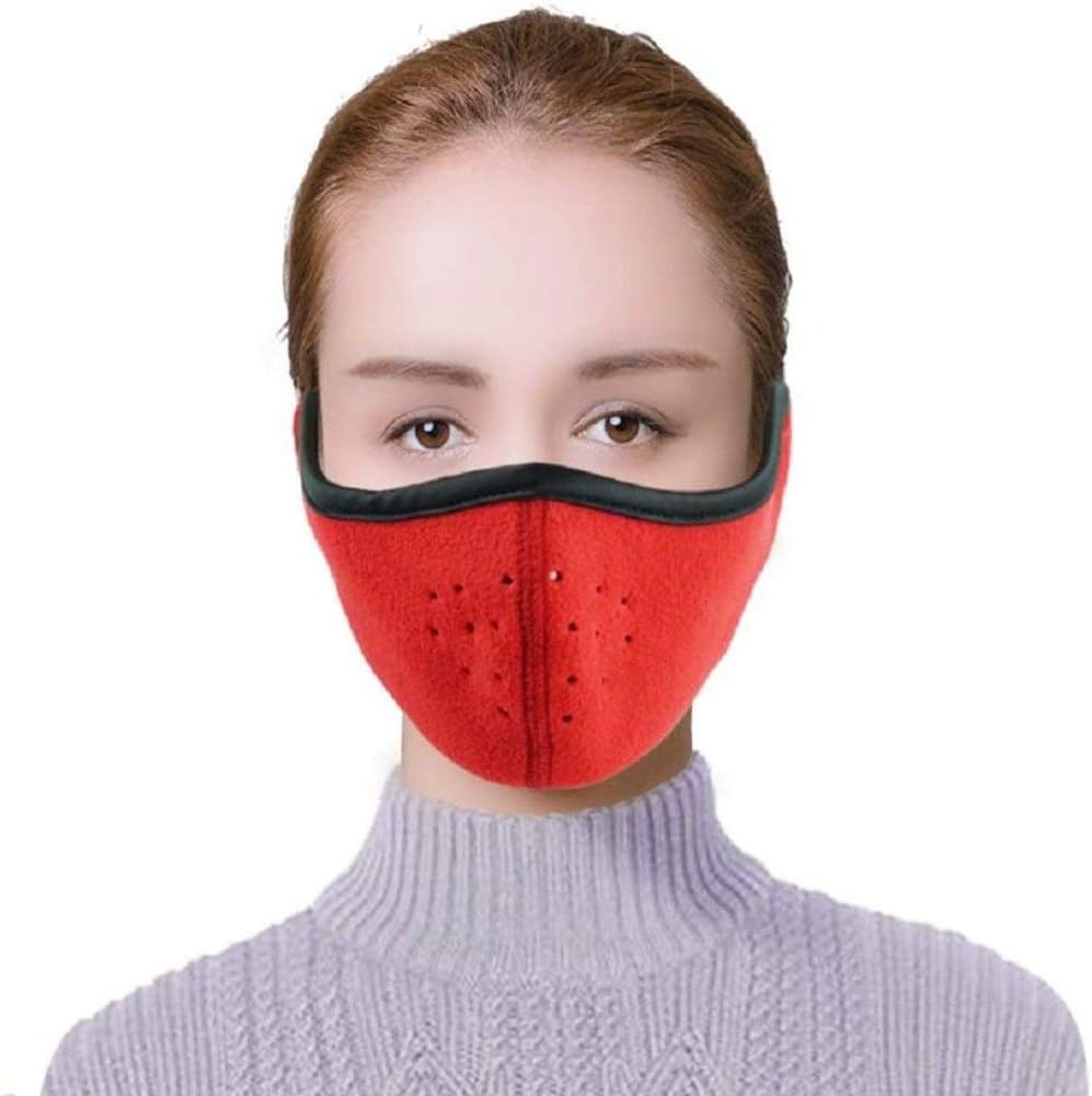 Yueyue947/Men Women Winter Cold-Proof Mask Half Face Fleece Warmer Mask 1 Pcs Windproof Mouth Mask With Breathing Holes Red