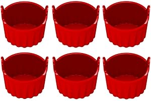 6 Ramekins for Air Fryer Cooking Silicone Muffin Cups for Egg and Dessert Recipes (Red)