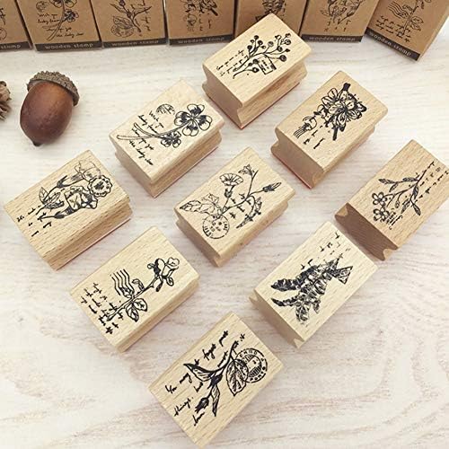 Vintage Style Wooden Rubber Stamps Alphabet Letters Number Stamp for DIY Craft Card and Scrapbooking Designs (Wood)