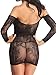 Amoretu Lingerie Strapless Nightwear Fishnet Chemise Black Babydoll