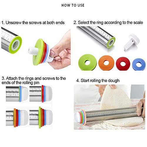 17'' Adjustable Rolling Pin Stainless Steel and 24"x16" Silicone Pastry