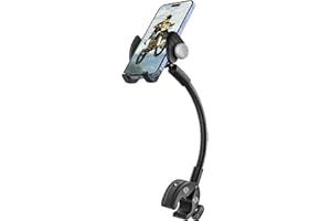 Gooseneck Phone Holder for Wheelchair, Stroller, Golf Cart, Boat, Mic Stand, Indoor Cycling Bike, Gym Bicycle Handlebar Clamp
