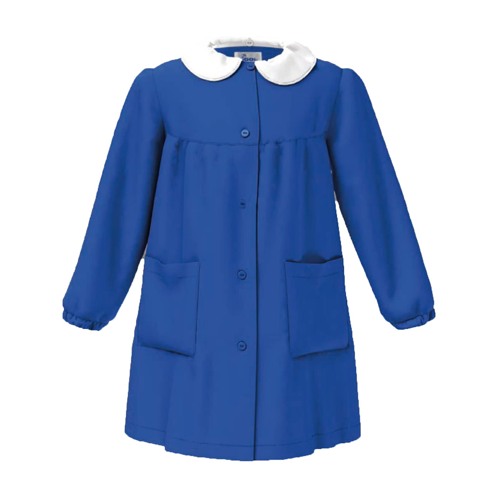 SIGGI Primary School Coat for Boys and Girls without Embroidery Cotton with Buttons or Zip in White and Blue - Happy School Line, Blauette (without embroidery) 2888, 11 Years