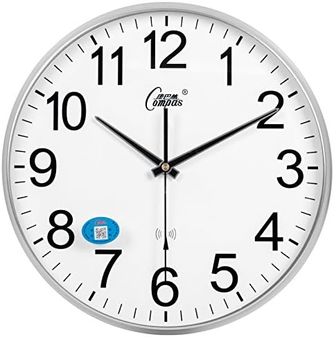 Komo Stylish Bold Classic Quartz Large Wall Clock Non Ticking Silent Wall Clock living room ideas modern bedroom personality quartz clock12In.ThatSilver dia.30Cm