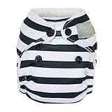 GroVia Newborn All in One Snap Reusable Cloth Diaper (AIO) (Onyx Stripe)