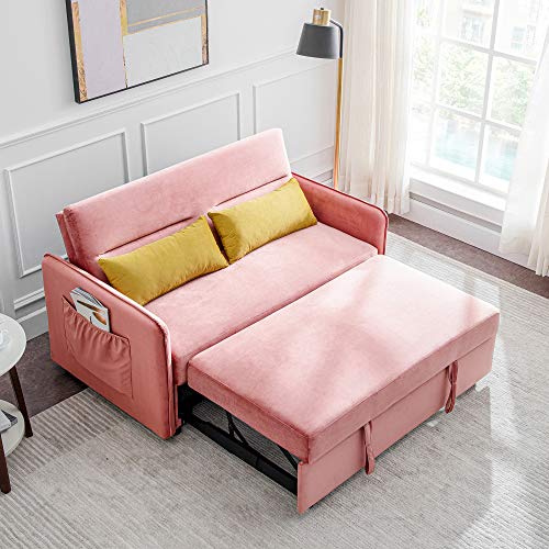 Merax Sleeper Couch, Small Velvet Sofa for Living Room or Bedroom