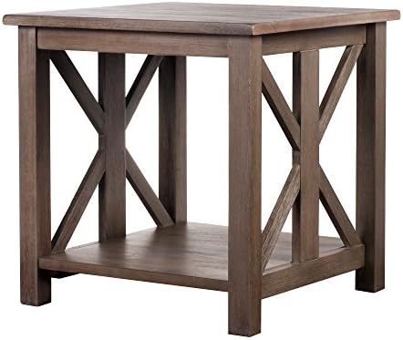 Solid Wood Rustic Farmhouse End Table - Weathered Gray - East End Collection - Living Room Furniture.
