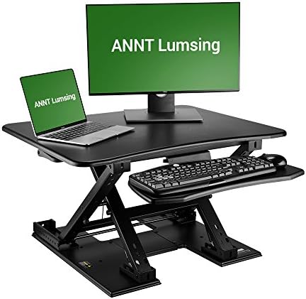 ANNT Lumsing Standing Desk Height Adjustable Stand up Riser Laptop Computer Desk 31" Platform Ergonomic Elevating Desktop Fits Dual Monitor with Keyboard Tray