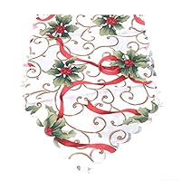 GUAngqi Christmas Table Runner, Decorative Placemats Christmas Tapestry Table Mat Xmas Table Linens Wedding Party Banquet Decor,Red Fruit