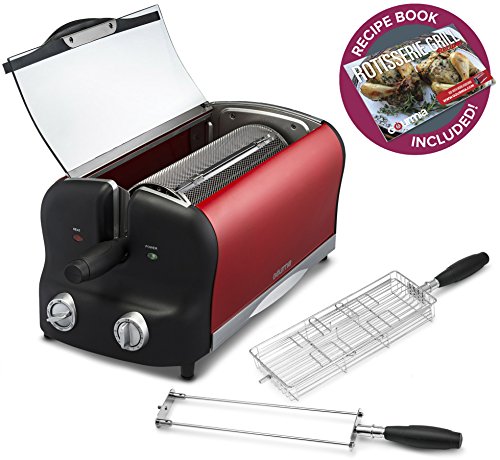 Click Here to See More Images Gourmia GEO3000 Rotisserie, Grill & Stir Fry Oven Includes Classic Dual Rod Spit, Flat Chicken & Steak Basket, Stir Fry Basket, Kebab sewers, Bonus Accessories & Free Recipe Book