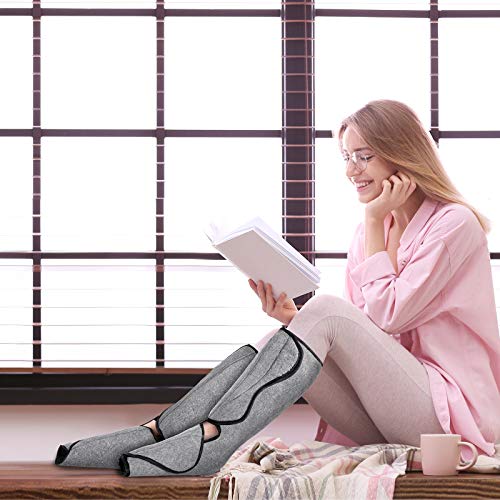 SHINE WELL Leg Massager for Circulation, Cordless Air Compression Foot Calf Massager with Built-on Controller, 3 Modes 3 Intensities Leg Compression Massager for Pain Relief Home and Office Use