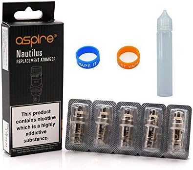 Genuine Aspire Nautilus Series BVC (Bottom Vertical Coil) Replacement Coils 5 Pack for Nautilus and Nautilus Mini Atomizer Tank (1.8ohms)