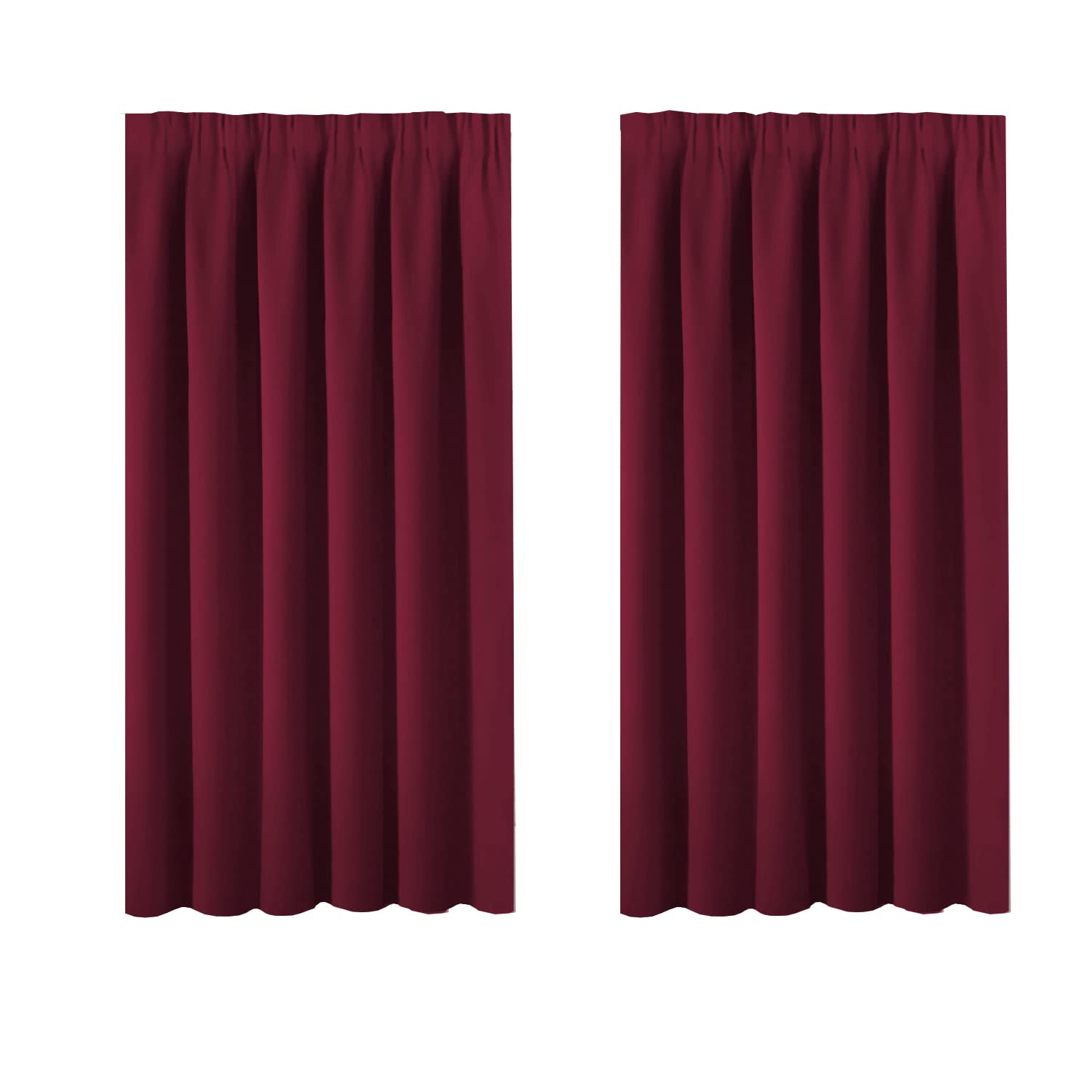 BellaHills Blackout Curtains Thermal Insulated Room Darkening Winow Treatment Pencil Pleat Curtains/Drapes, 66 x 54 Inch, 2 Panels, Burgundy