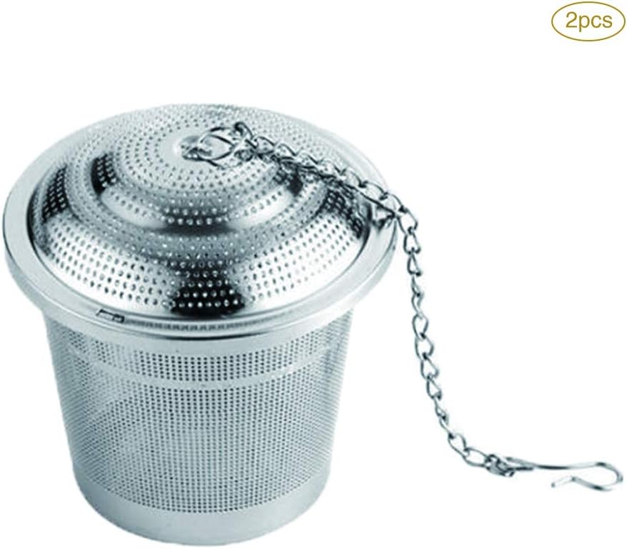 MOLFUJ Tea Infuser,Stainless Steel Barrel Type Convenient Chain Hook Filter Ball,Travel/Office/Home,Raw Particles Coffee/Spice/Hot Pot Seasoning,2pcs,M