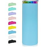 FunTrans 20 oz Skinny Tumblers Stainless Steel Tumbler with Lid and Straw Double Wall Vacuum Insulated Coffee Mug 20oz Powder Coated Cup for Hot and Cold Drinks(Blue,1 pack)