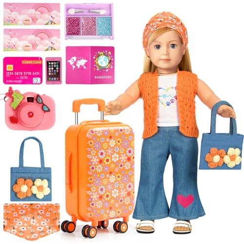 ARTST 18 Inch Doll Clothes Accessories American Clothes-Halloween Christmas Costume Suitcase Toys Set for 3-10 Girls(NO Doll)