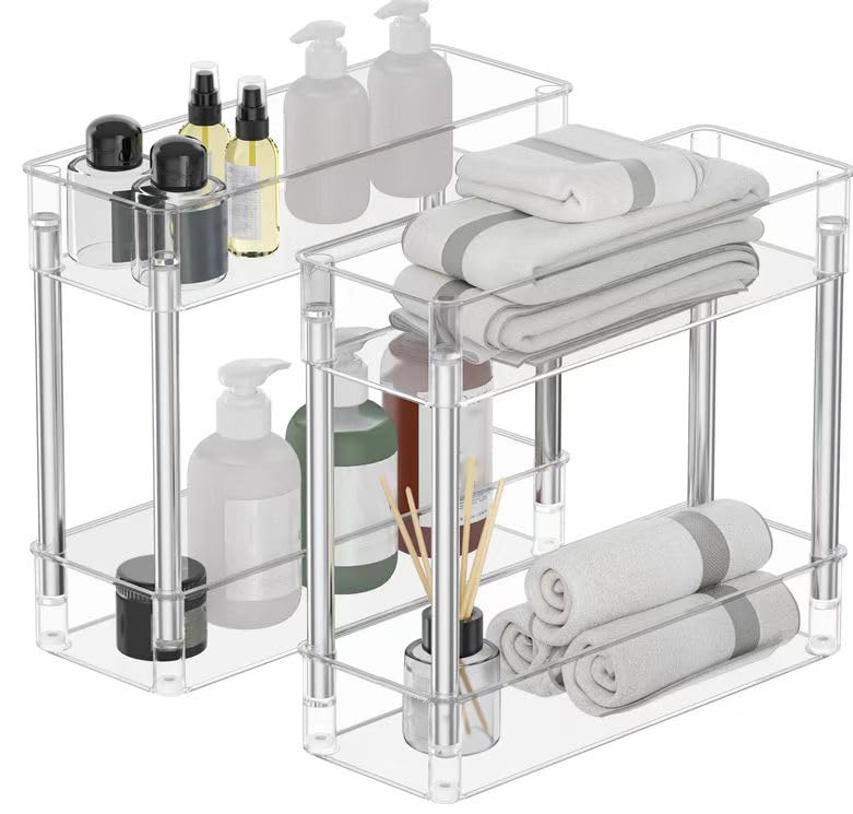 Photo 1 of TESOIN Slim Rolling Storage Cart, Tier Mobile Multipurpose Kitchen Shelf Organization Slide Out Narrow Cart, Great for Kitchen Bathroom Warehouse and More Laundry Narrow Places (2 Tier 2 Pack)