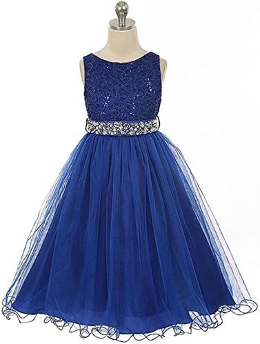 Flower Girl Dress Lace for Wedding Party Formal Dresses for Kids Princess (2T, Blue)