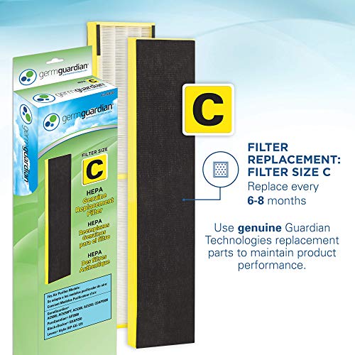 Germ Guardian True HEPA Filter Air Purifier for Home, Office, Large Rooms, Filters Allergies, Pollen, Smoke, Dust, Pet Dander, UV-C Sanitizer Eliminates Germs, Mold, Odors, Quiet 28 inch 3-in-1 AC5000