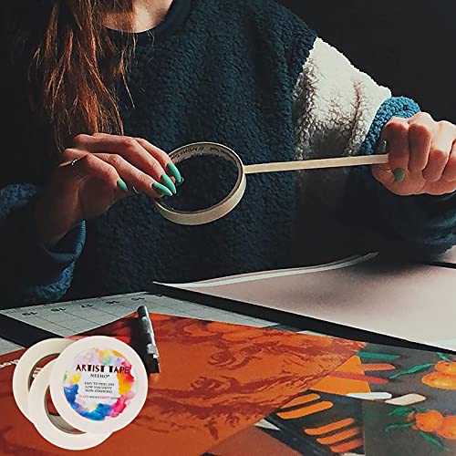 Artist Tape for Drafting Art, Neeho 3 Pack AcidFree White Masking Tape for Watercolor Painting