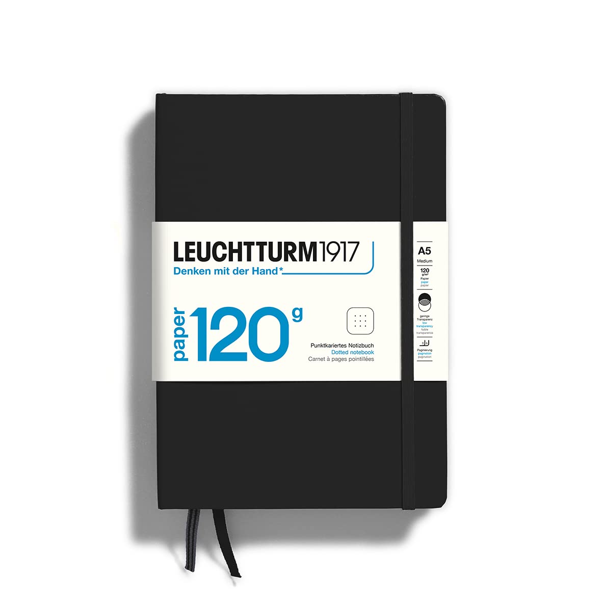 LEUCHTTURM1917 363533 Notebook Medium (A5), Edition 120, Hardcover, 203 Numbered Pages, Black, Dotted with 120g/sqm Paper — image 1