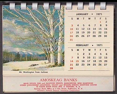 Amoskeag Banks Desktop Calendar 1971 At Amazon S Entertainment
