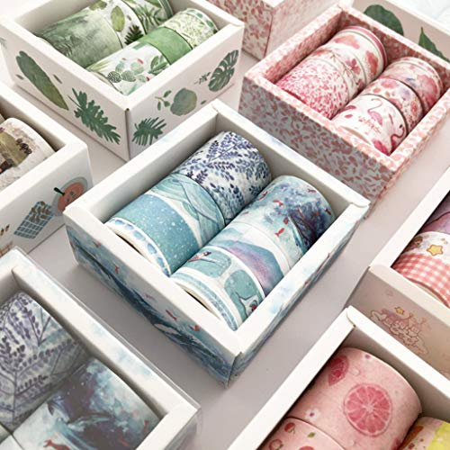 8Pcs Green Leaves Cactus Journal Washi Tape Adhesive Tape DIY Scrapbooking Sticker Label Masking Tapes