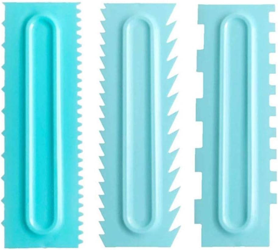Neivi Decorating Comb & Icing Smoother Tool Scraper 3 Pcs Set,Decorating Mousse Butter Cream Cake Edge Tools, Plastic Sawtooth Cake Scraper