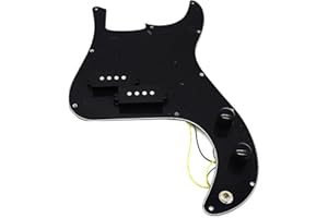 GENERIC Shengsui Pre-wired Bass Pick Guard Loaded P Bass Pickguard for Fender Precison P Bass Part Black 3Ply